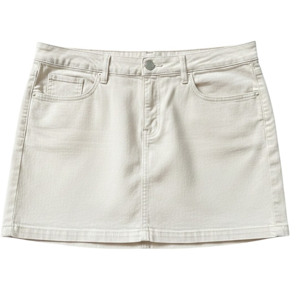 Lane‎ Bryant Womens White Denim Mini Skirt Size 20 Stretch 5-Pocket